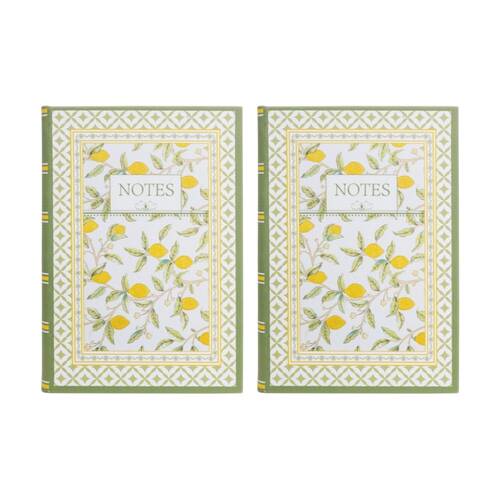 2PK LVD Textured Cover Notebook Journal W/ Medium Lemons 21.5x15x2cm