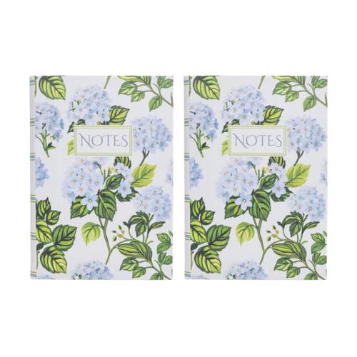 2PK LVD Textured Cover Notebook Journal W/ Medium Hydrangeas 21.5x15x2cm