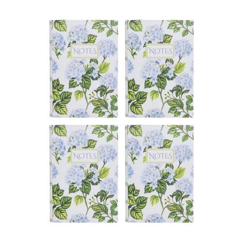 4PK LVD Textured Cover Notebook Journal W/ Medium Hydrangeas 21.5x15x2cm