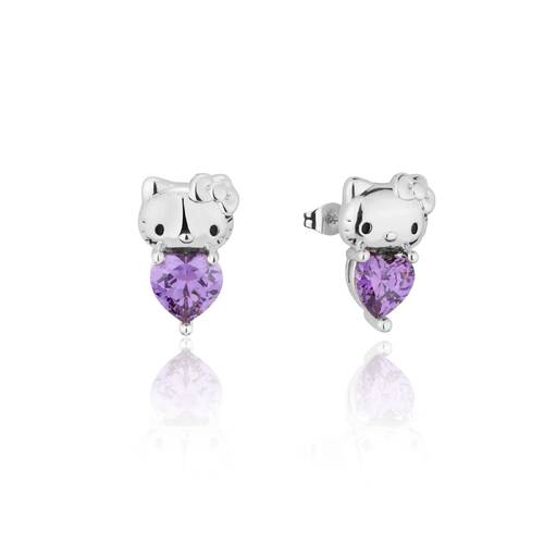 Couture Kingdom Hello Kitty February Stud Earrings Silver White Gold Plated 5y+