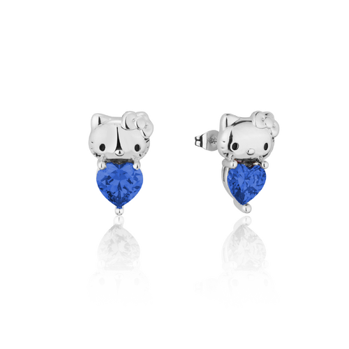 Couture Kingdom Hello Kitty September Stud Earrings Silver White Gold Plated 5y+