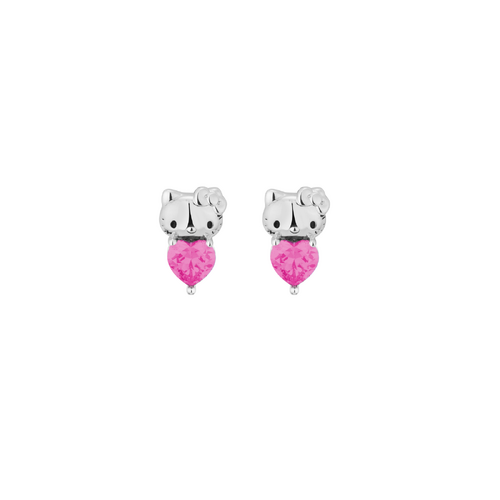 Couture Kingdom Hello Kitty October Stud Earrings Silver White Gold Plated 5y+