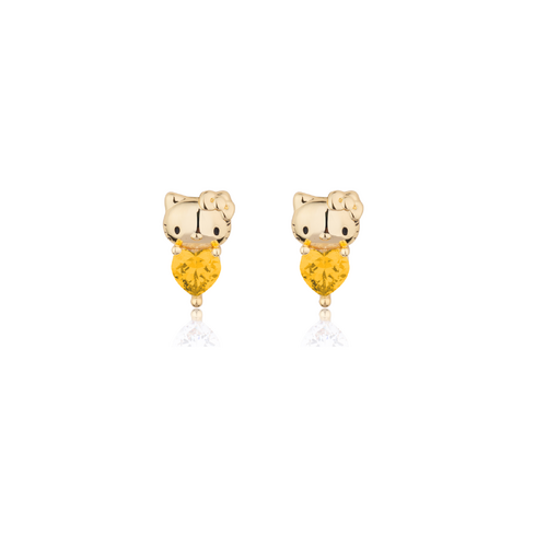 Couture Kingdom Hello Kitty November Stud Earrings Gold Plated Brass 5y+