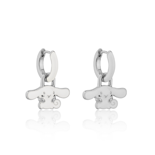 Couture Kingdom Cinnamoroll Enamel Mini Hoop Earrings Silver White Gold Plated