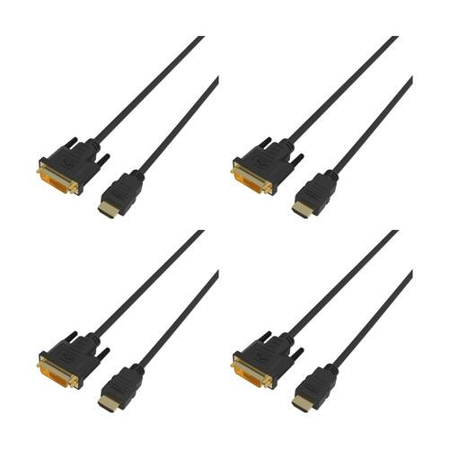 4PK Comsol HDMI Male-DVI-D Male Computer Cable Accessory 2 Metres Black