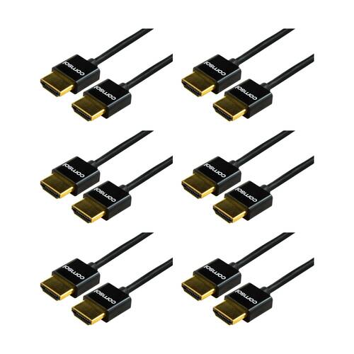 6PK Comsol Super Slim High Speed HDMI Cable W/ Ethernet Male-Male 50cm Black