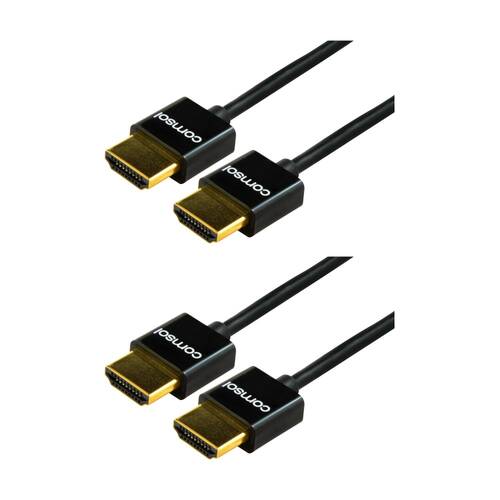 2PK Comsol Super Slim High Speed HDMI Cable W/ Ethernet Male-Male 1.5M Black