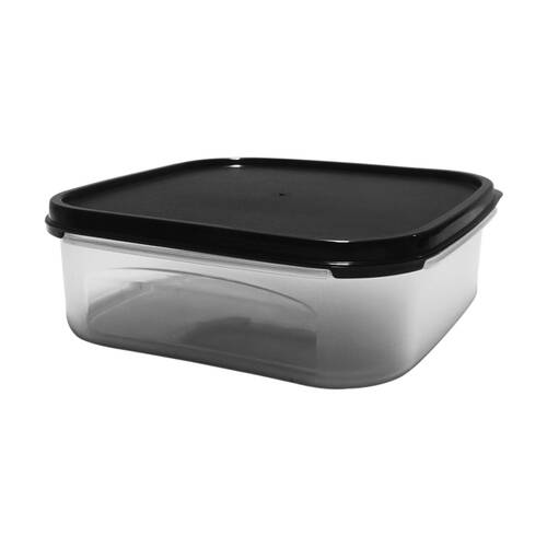 12x Partyware Dry Food Storage Container W/ Black Lid 1.2L Clear