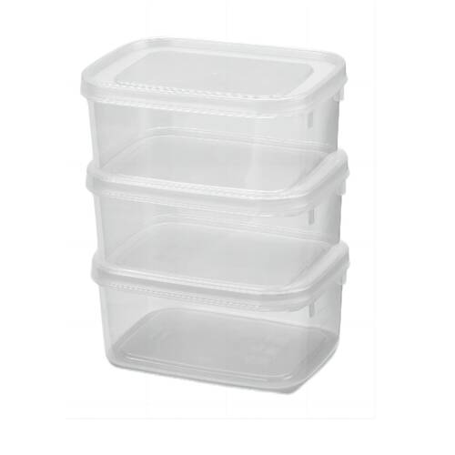 8x 3pc Partyware Food Storage Container Set W/ Lids 500ml Clear