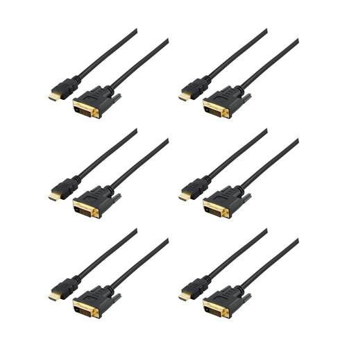 6PK Comsol HDMI Male-DVI-D Male Cable Supports Up To 1920x1200 2 Metres Black