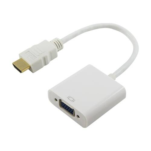 Comsol HDMI Male to VGA Female + 3.5mm Audio Adaptor - Full HD 1920 x 1080 White