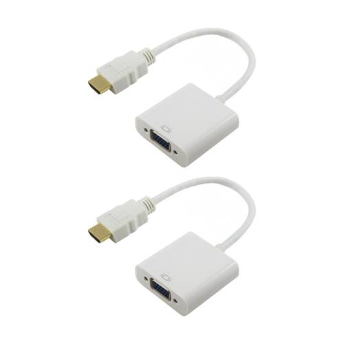 2PK Comsol HDMI Male to VGA Female + 3.5mm Audio Adaptor - Full HD 1920x1080 WH