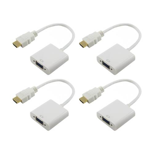 4PK Comsol HDMI Male to VGA Female + 3.5mm Audio Adaptor - Full HD 1920x1080 WH