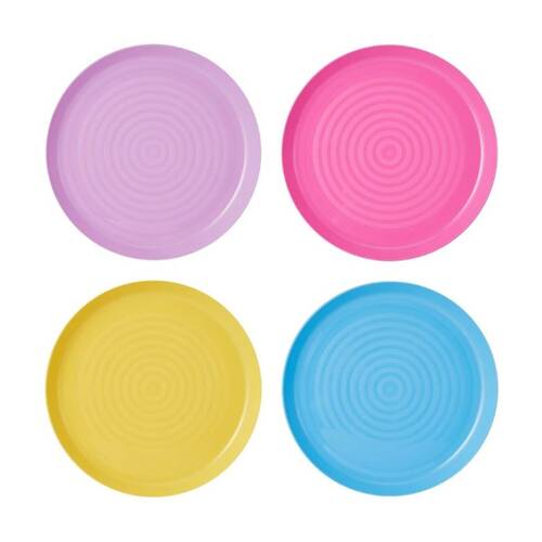 24x 4pc Partyware Plastic Plates Set 250mm Multi Colour Assorted