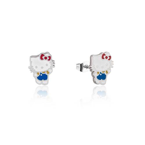 Couture Kingdom Hello Kitty Full Body Stud Earrings Silver Stainless Steel 5y+