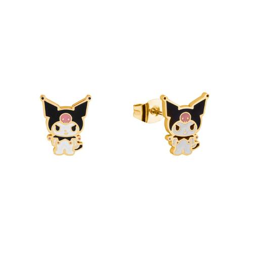 Couture Kingdom Kuromi Body Stud Earrings Gold Stainless Steel Enamel 5y+