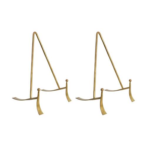 2PK LVD Medium Handcrafted Metal Brass Plate Stand Accessory 19x11.75x11.5cm