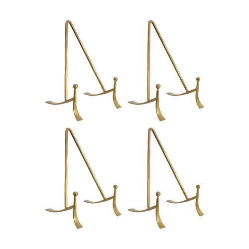 4PK LVD Small Handcrafted Metal Brass Plate Stand Accessory 15x9x9cm