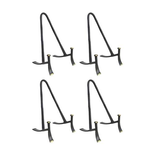 4PK LVD Small Handcrafted Black Matte Metal Plate Stand Accessory 15x9x9cm