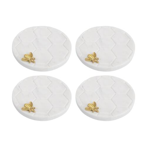 4PK LVD Handcrafted Marble Honeycomb Bee Coaster Tableware 10x10cm