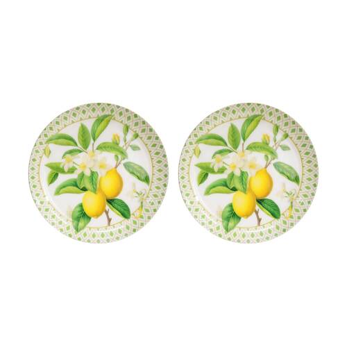 2PK LVD Large Lemon And Brass Decorative Round Metal Bowl Home Decor 27x27x4cm
