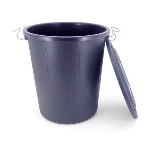 Braz Pail w/ Lid & Steel Handles Plastic Household Rubbish Bin 43L Grey