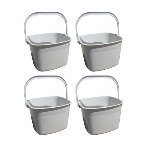 4PK Braz Square Handy Cleaning Bucket W/ Handle 24x24x16cm Multi Colour Assorted