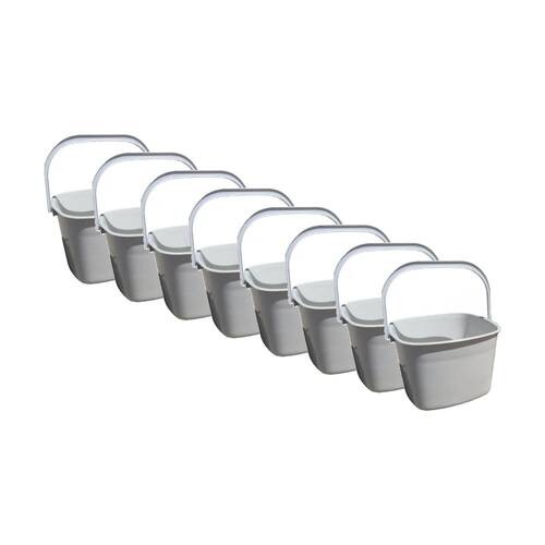 8PK Braz Square Handy Cleaning Bucket W/ Handle 24x24x16cm Multi Colour Assorted
