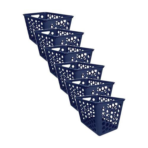 6PK Braz Mazin Rectangular Plastic Storage Basket 36.5x24x24cm Assorted