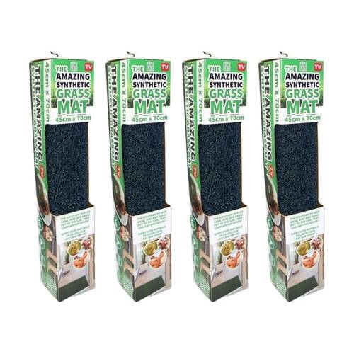 4PK Braz Indoor Outdoor Synthetic Grass Door Mat 70x45cm Green Assorted