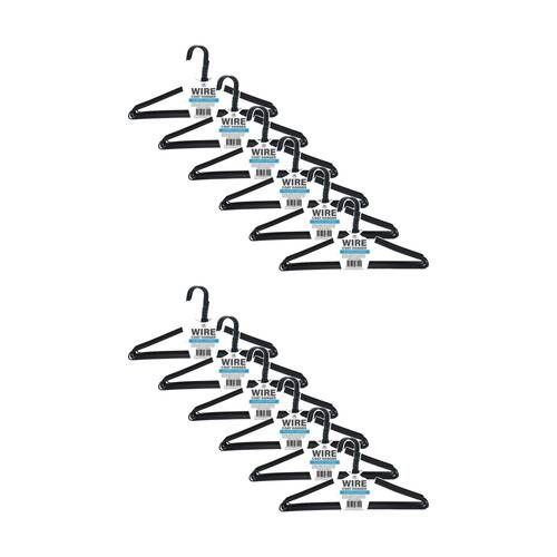 12x 10pc Braz Plastic Coated Wire Coat Clothes Hangers Assorted