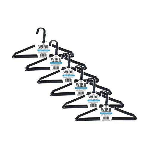 6x 10pc Braz Plastic Coated Wire Coat Clothes Hangers Assorted