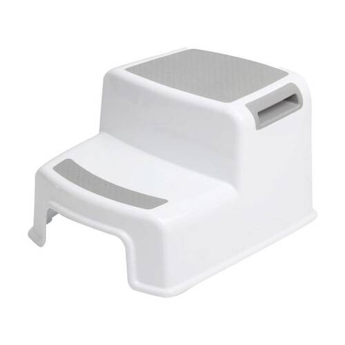 Braz 2 Step Plastic Stool Accessory 27x33cm White/Grey