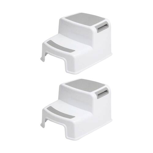 2PK Braz 2 Step Plastic Stool Accessory 27x33cm White/Grey