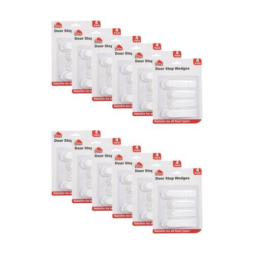 12x 4pc Braz Non Slip Door Stop Wedges For All Floor Types White
