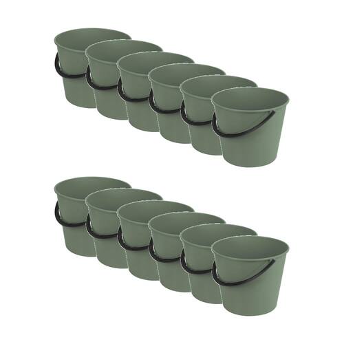 12PK Braz 9.3L Cleaninig Bucket W/ Handle 26x29x25cm Multi Colour Assorted