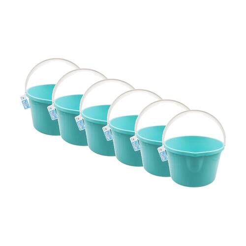 6PK Braz 13L Cleaning Mop Jumbo Bucket W/ Handle 36x21cm Multi Colour Assorted