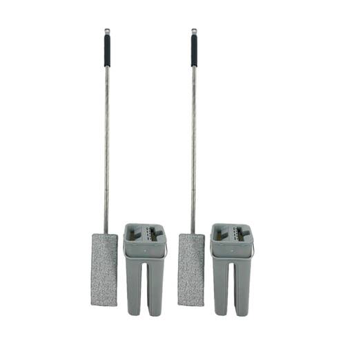 2PK Braz Wet & Dry Housekeeping Cleaning Mop Kit W/ 2 Pads Grey