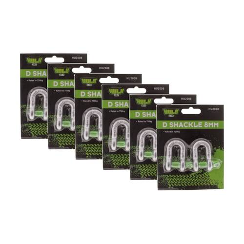 6PK 2pc Hulk 4X4 D Shackle Set 8mm 750kg Heavy Duty Load Rated Secure Connection