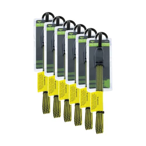 6PK Hulk 4X4 Heavy Duty Fat Bungee Strap Secure Yellow 19mmx100cm