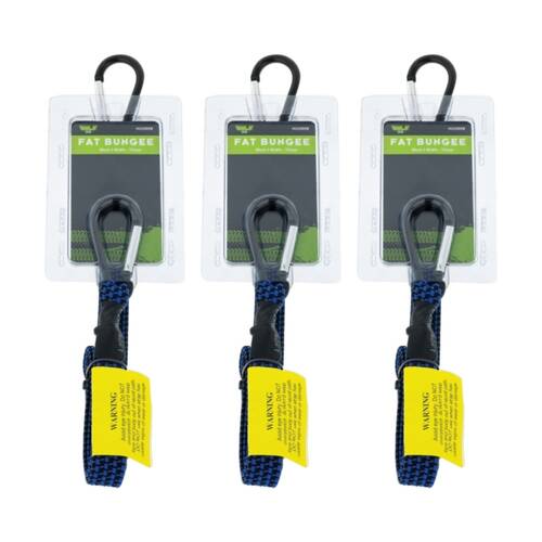 3PK Hulk 4X4 Heavy Duty Fat Bungee Strap Blue 80cm With Carabiner