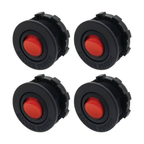 4PK Hulk 4X4 Red Illuminated Rocker Switch With Housing 12V 16A 29mm