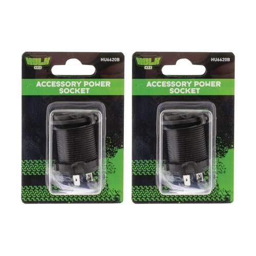 2PK Hulk 4X4 Accessory Power Socket 12-24V With Blue LED Illumination 29mm