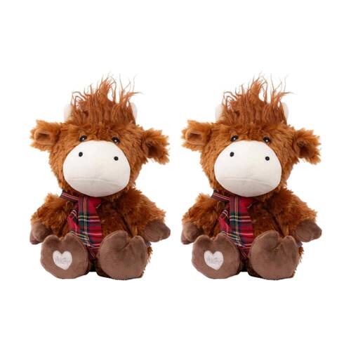 2PK Toasty Hugs Hamish Highland Cow Plush Heatable Coolable Microwave Safe
