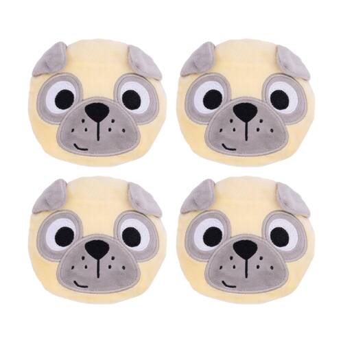 4PK Toasty Hugs Percy Pug Hand Warmer Heat Pack Grey Brown 10x10x2cm