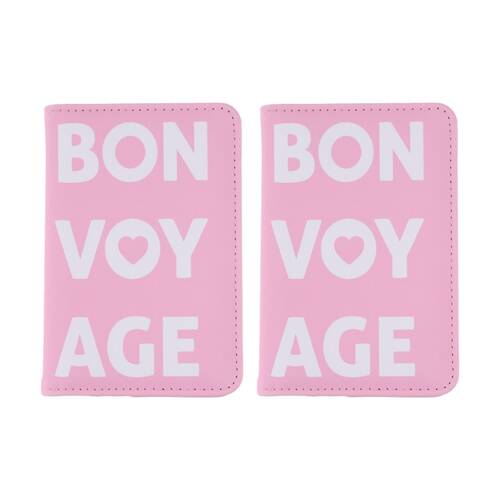 2PK iPack Bonvoyage Passport Holder RFID Protection Travel Pink 14.1x9.5cm