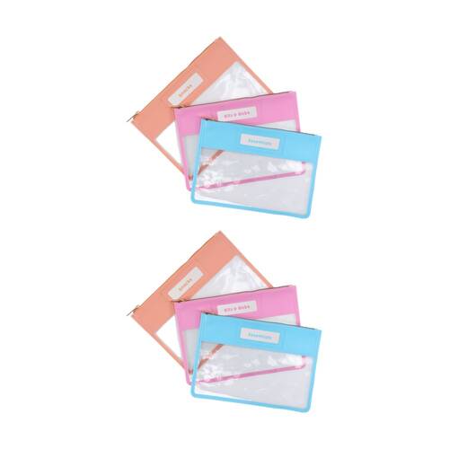 2x3pc iPack Pouch Set Clear Zip Closure Multi-Colour Travel 20.3x29.2cm