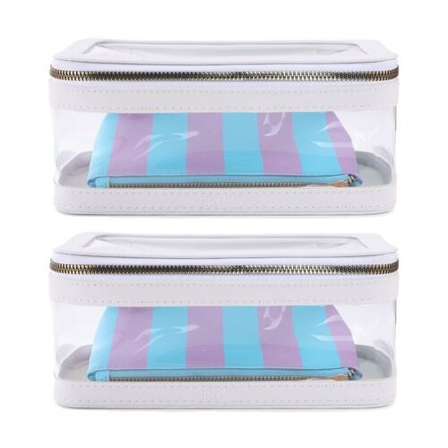 2x2pc iPack Travel Toiletry Bag Set Blue And Purple 22.86x17cm