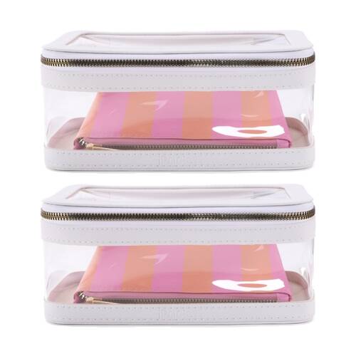 2x2pc iPack Travel Toiletry Bag Set Pink And Orange 22.86x17cm