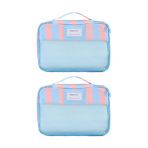 2x5pc iPack Strip Packing Cube Set Travel Blue And Coral 38x28x7cm